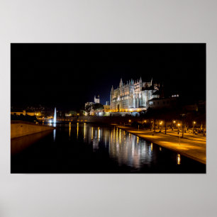 Poster Catedral de Palma de Maiorca à noite - Espanha