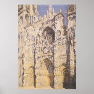 Poster Catedral de Rouen, Harmony Blue Dourado por Claude