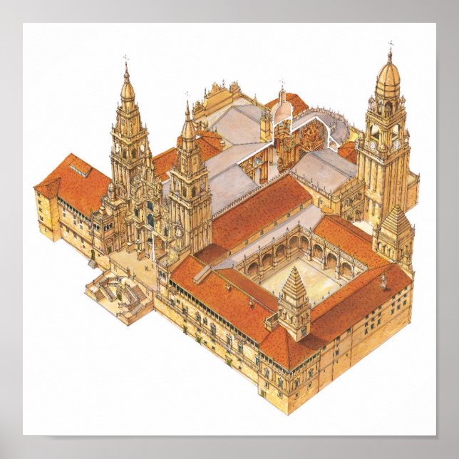 Poster Catedral de Santiago de Compostela. Espanha (Frente)
