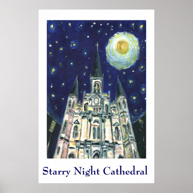 Pôster Catedral de Starry Night (Frente)