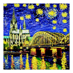 Pôster Catedral de Starry Night Cologne Alemanha