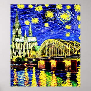 Poster Catedral de Starry Night Cologne Alemanha