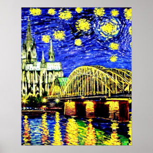 Poster Catedral de Starry Night Cologne Alemanha