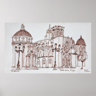 Pôster Catedral de Valência na Plaza de la Virgin