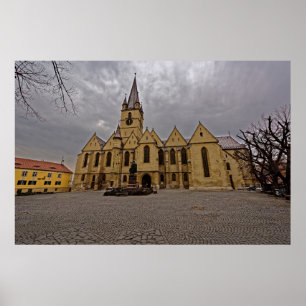 Pôster Catedral Evangélica Igreja Medieval Sibiu Romani