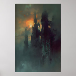 Poster Catedral Gótica da Dark Academia Imprimível, Óleo