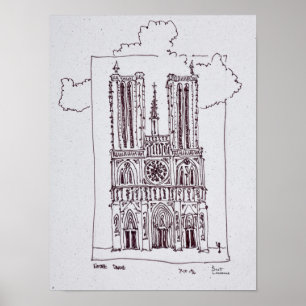 Pôster Catedral Notre-Dame de Paris Ille de la Cite