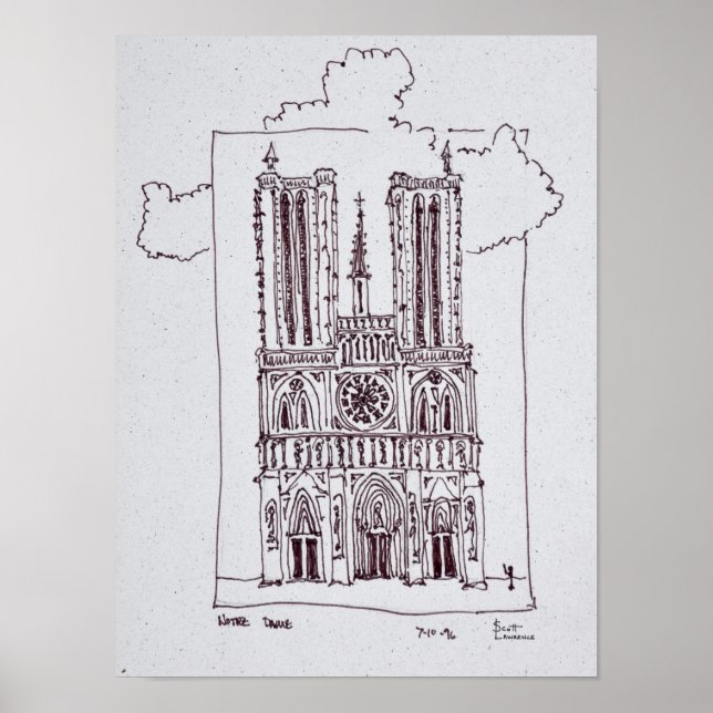 Pôster Catedral Notre-Dame de Paris | Ille de la Cite (Frente)