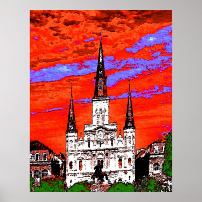 Pôster Catedral, Nova Orleans, Cores Fauvist (Frente)