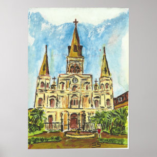 Pôster Catedral, Praça Jackson, Nova Orleans
