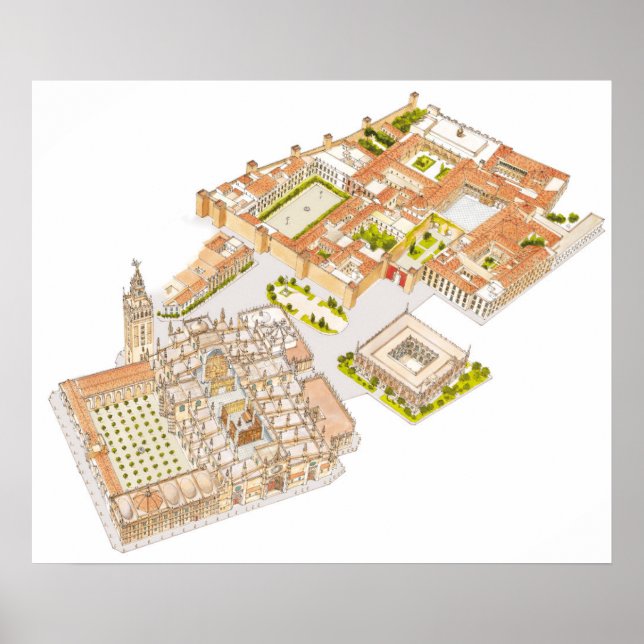 Pôster Catedral Reales Alcazares Archivo de Índias. (Frente)