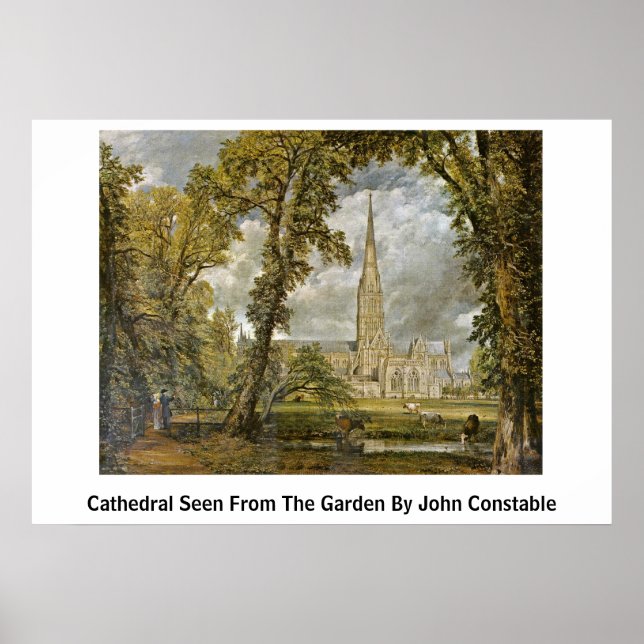 Poster Cathedral Seen From The Garden By John Constable (Frente)