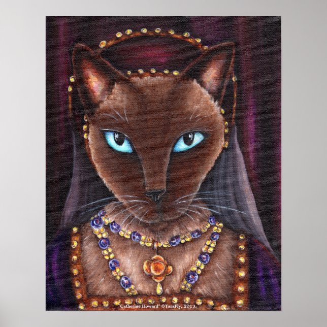Pôster Catherine Howard Cat Art King Henry VIII Tudors (Frente)