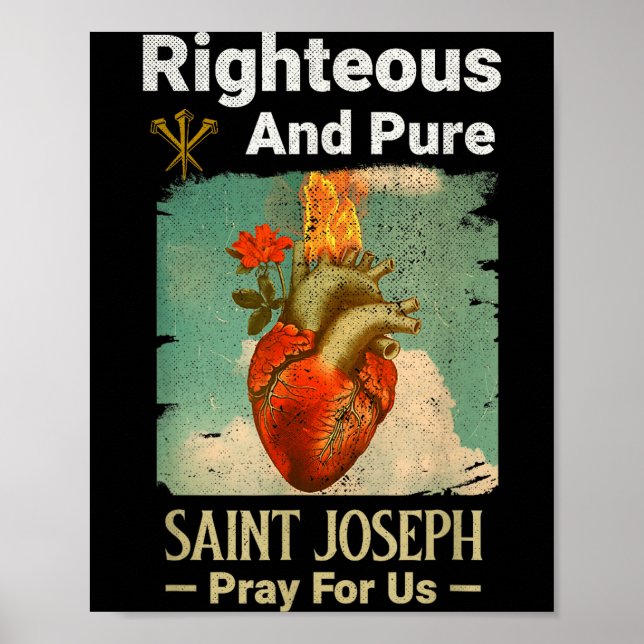 Poster Catholic St. Joseph, Patron Saint Of Fathers, Pray (Frente)