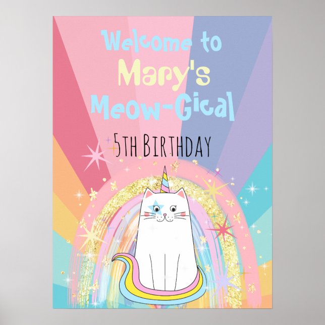 Poster Caticorn Meow-Gical Birthday (Frente)