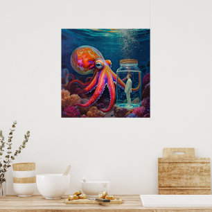 Poster "Cativeiro Silencioso do Oceano" - Octopus Portrai