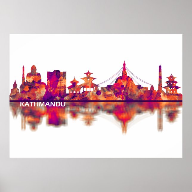 Poster Catmandu Nepal Skyline (Frente)