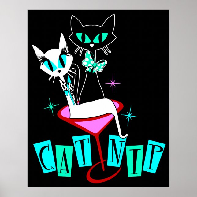 Poster CatNip Atômico da Vintage MCM (Frente)
