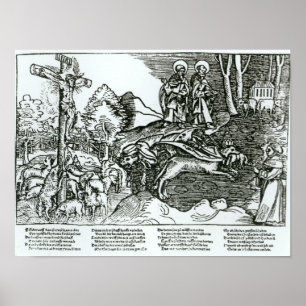 Pôster Catolicismo romano e Lutheranism contrastados