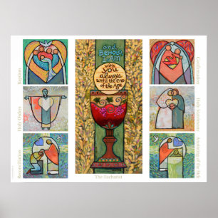 Poster católico da sala de aula dos sacramentos