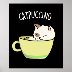 Poster Catpuccino Gatinho Engraçado Gato na Xícara Trocad