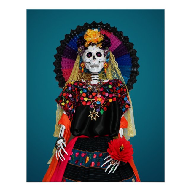 Pôster Catrina Elegante no Ataque Tradicional Mexicano (Frente)