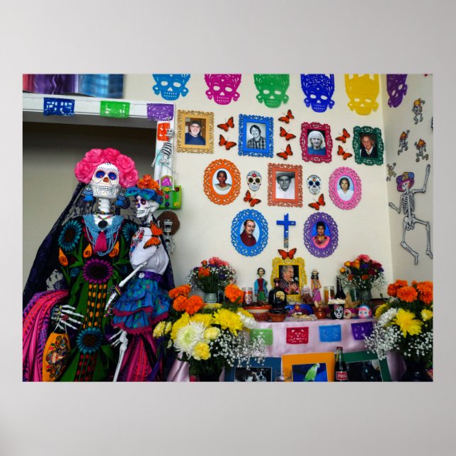 Poster Catrina Mãe e Criança Ofrenda (Frente)