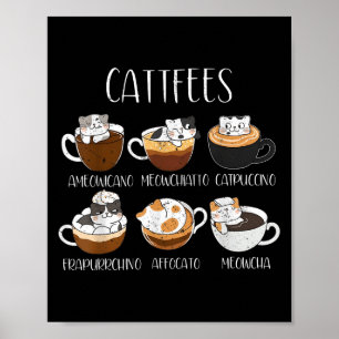 Poster Cats & Cafein Engraçado Caffeine Coffee Lover