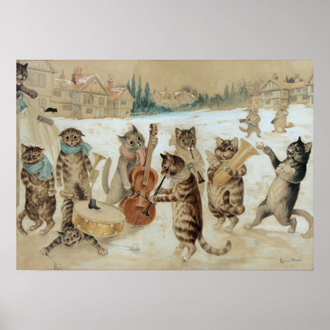 Poster Cats Carol Singing by Louis Wain   (Frente)