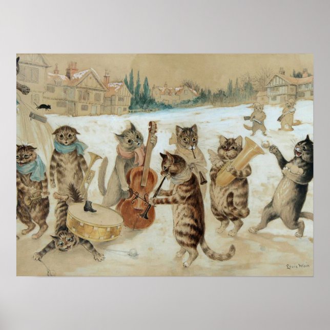 Poster Cats Carol Singing by Louis Wain   (Frente)