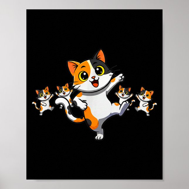 Poster Cats Dancing Funny Cat Lover For Women Kitty Graph (Frente)