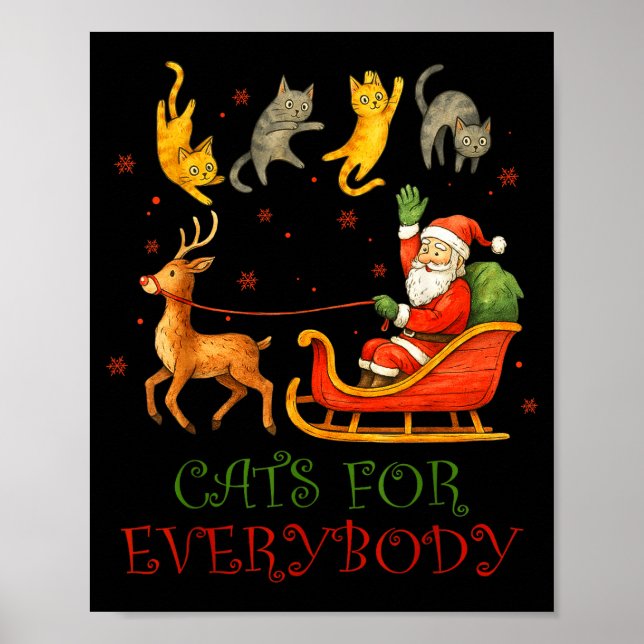 Poster Cats For Everybody Christmas Funny Cat Xmas Santa  (Frente)