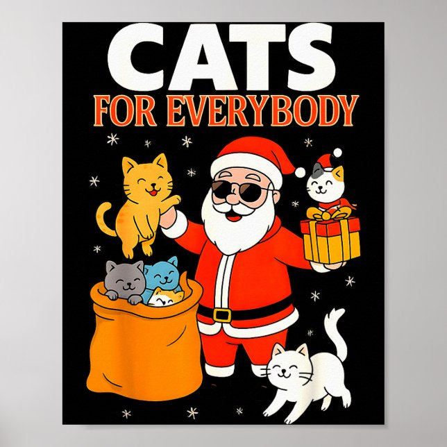 Poster Cats For Everybody Funny Christmas Cat Xmas Santa  (Frente)