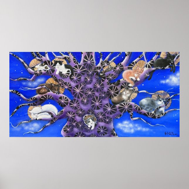 Poster Cats in Tree Whimsical Art (Frente)