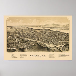 Pôster Catskill, mapa panorâmico de NY - 1889