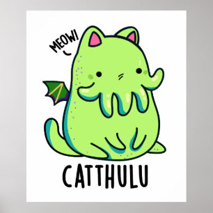 Poster Catthulu Funny Cthulhu Cat Pun