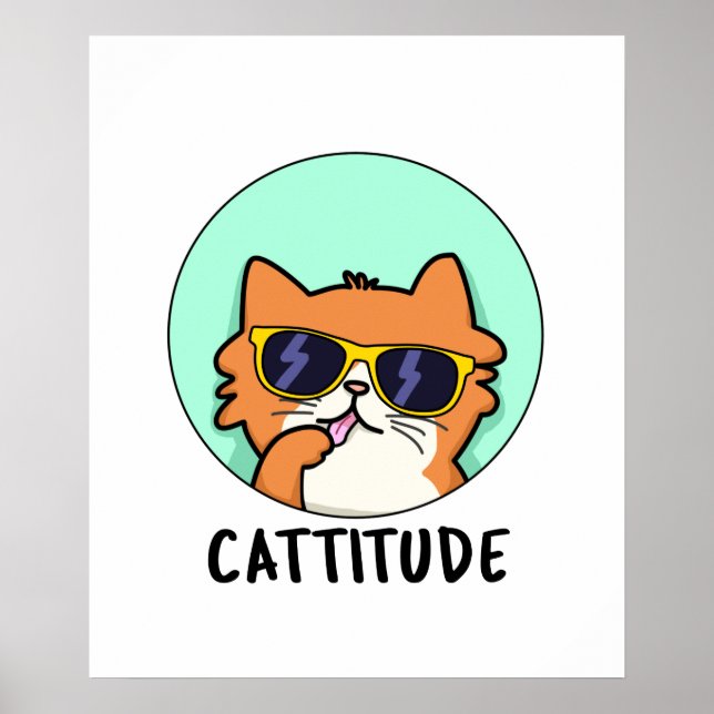 Poster Cattitude Piada de Gato Divertida  (Frente)