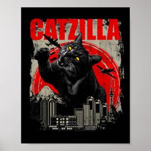 Poster Catzilla - Engraçado Gato-Fogão Gatinho Gatinho-Pe