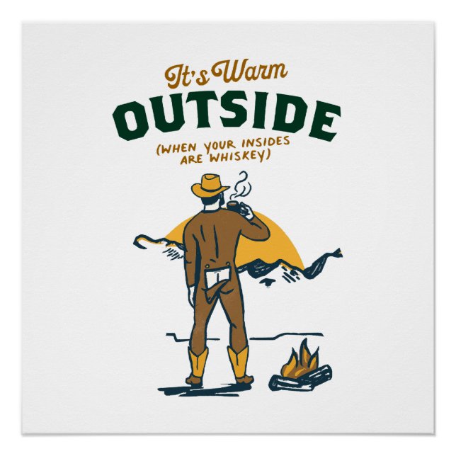 Pôster Caubói Engraçado Bebendo Uísque (Frente)