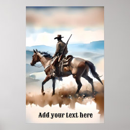 Poster Caubói Moderno Montando um Cavalo