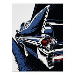Pôster Cauda Vintage Resplandecente em Azul Pop Art