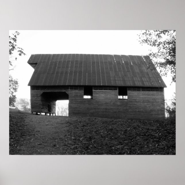 Pôster Caughron Barn, Cades Cove, b&w (Frente)