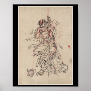Poster Causa do bebendo do samurai cerca dos 1800s