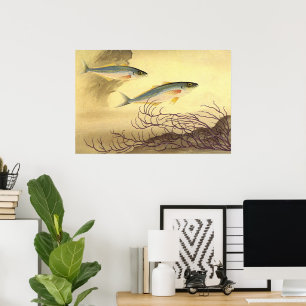 Poster Cavala no Oceano, Arte Vintage Japonismo
