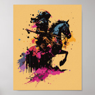 Poster Cavaleiro Blindado em Cavalo Gráfico de Salpico de