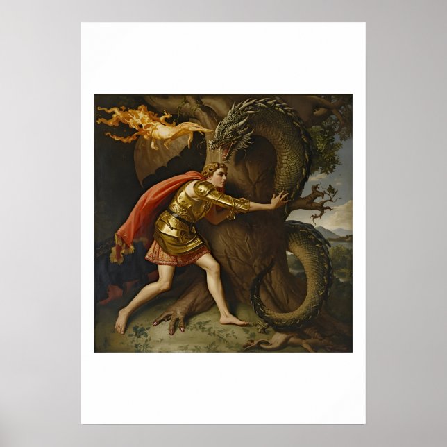 Poster Cavaleiro de Armadura Dourada vs. O Dragão (Frente)