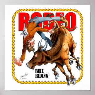 Poster Cavaleiro de Bull do rodeio