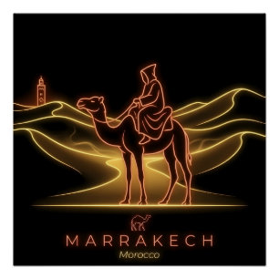 Pôster Cavaleiro de Camelo de Marrakech - Saara - Marroco