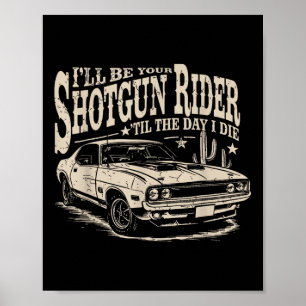 Poster Cavaleiro de Espingarda Carro Muscle Car Vintage A