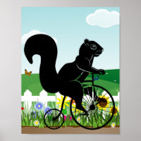 Cavaleiro de Esquilo na antiga bicicleta